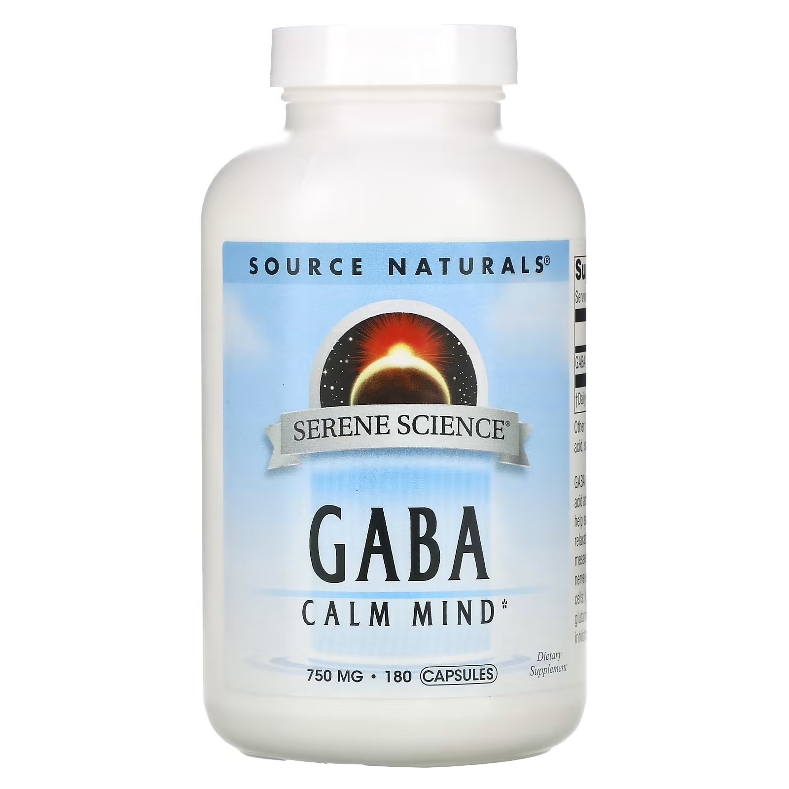 Source Naturals ГАМК успокаивающее средство 750 мг, 180 капсул source naturals gaba calm mind гамк 750 мг 180 таблеток