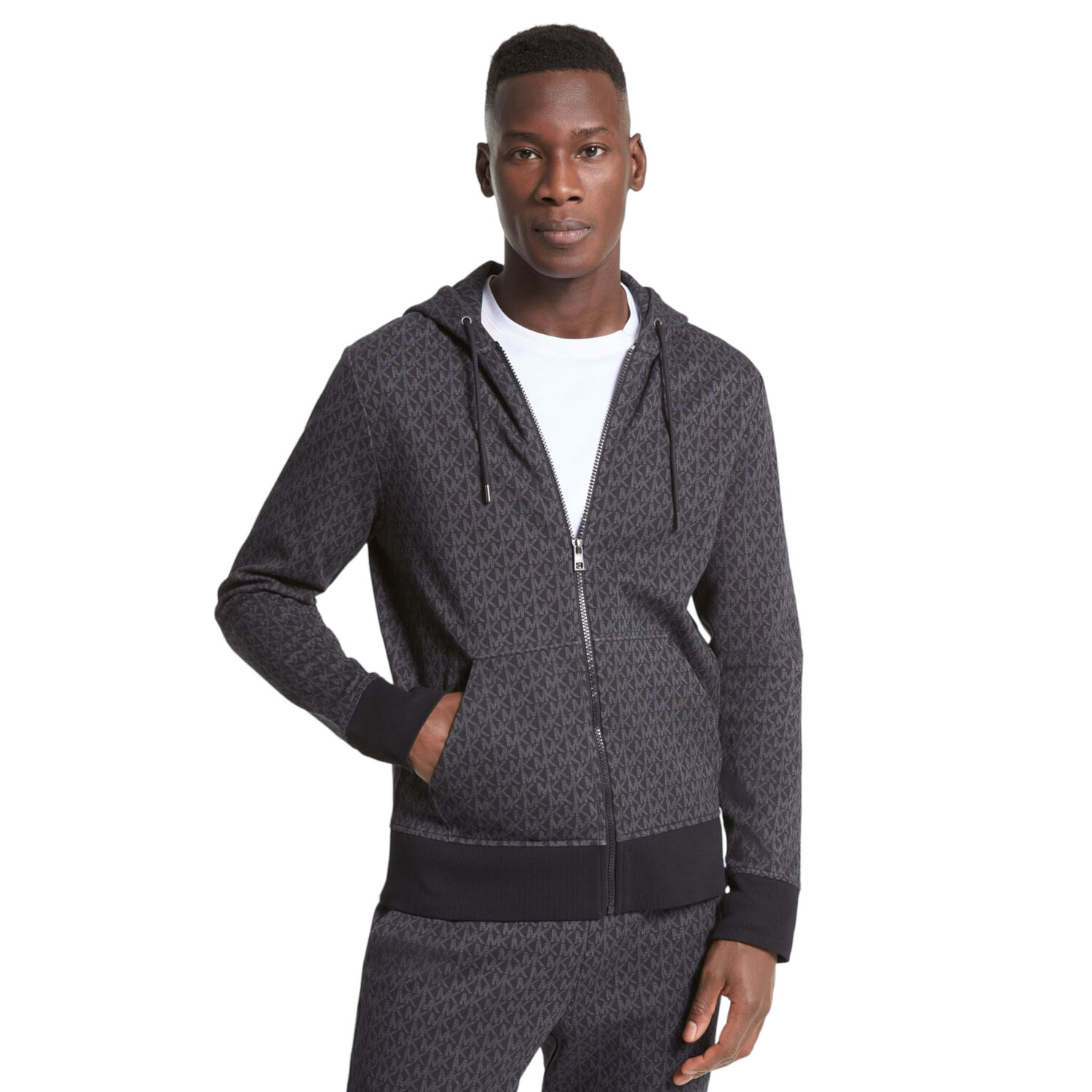 

Толстовка Michael Kors Logo Cotton Blend Zip-Up, черный