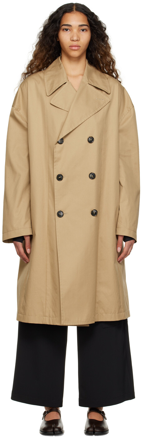 

Бежевый двубортный тренч MM6 Maison Margiela