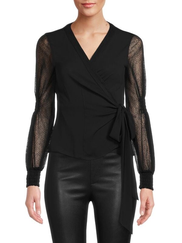 

Кружевной топ с запахом Donna Karan Black