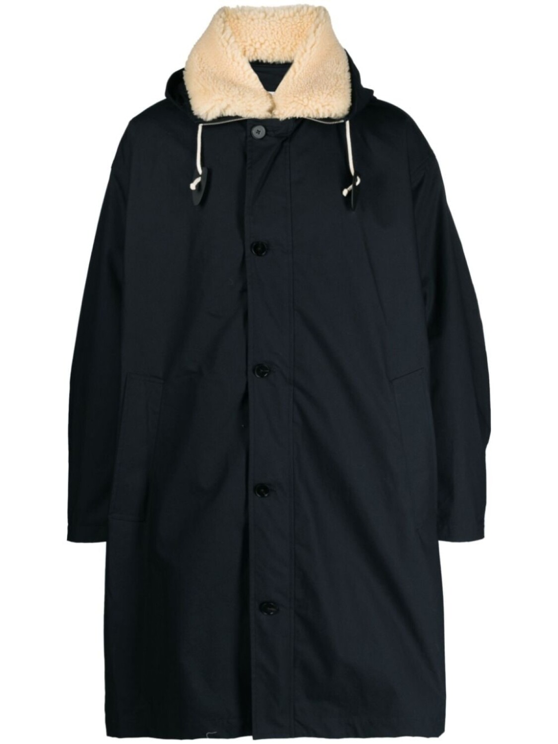 

Jil Sander shearling-collar button-up coat, черный