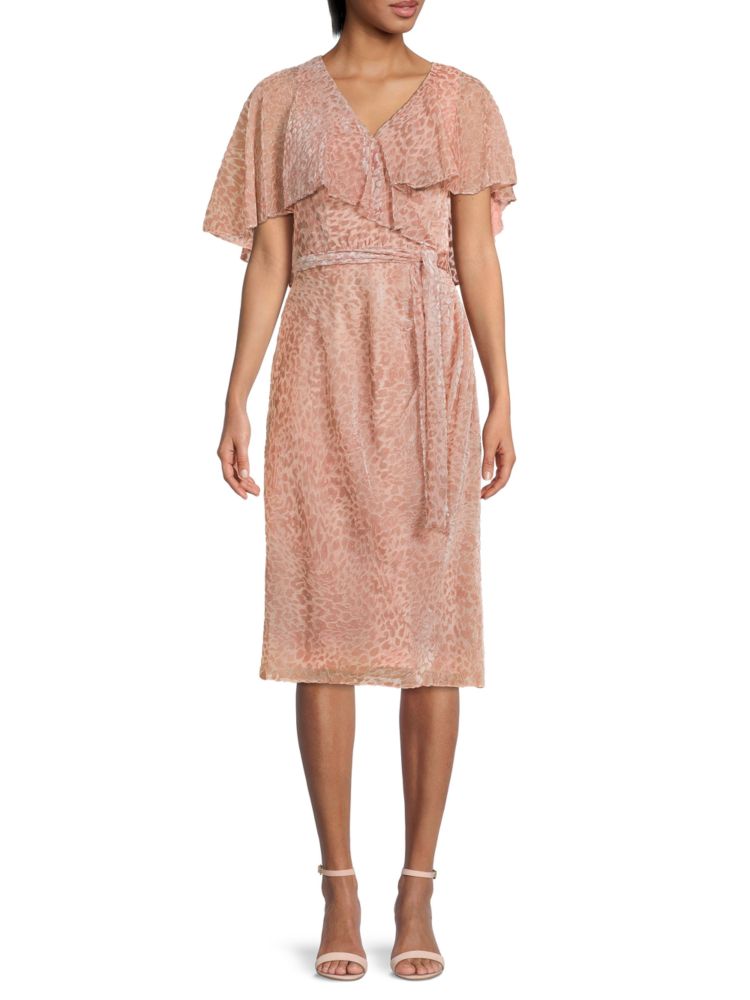 цена Платье миди с леопардовым принтом и флокированием Mikael Aghal, розовый