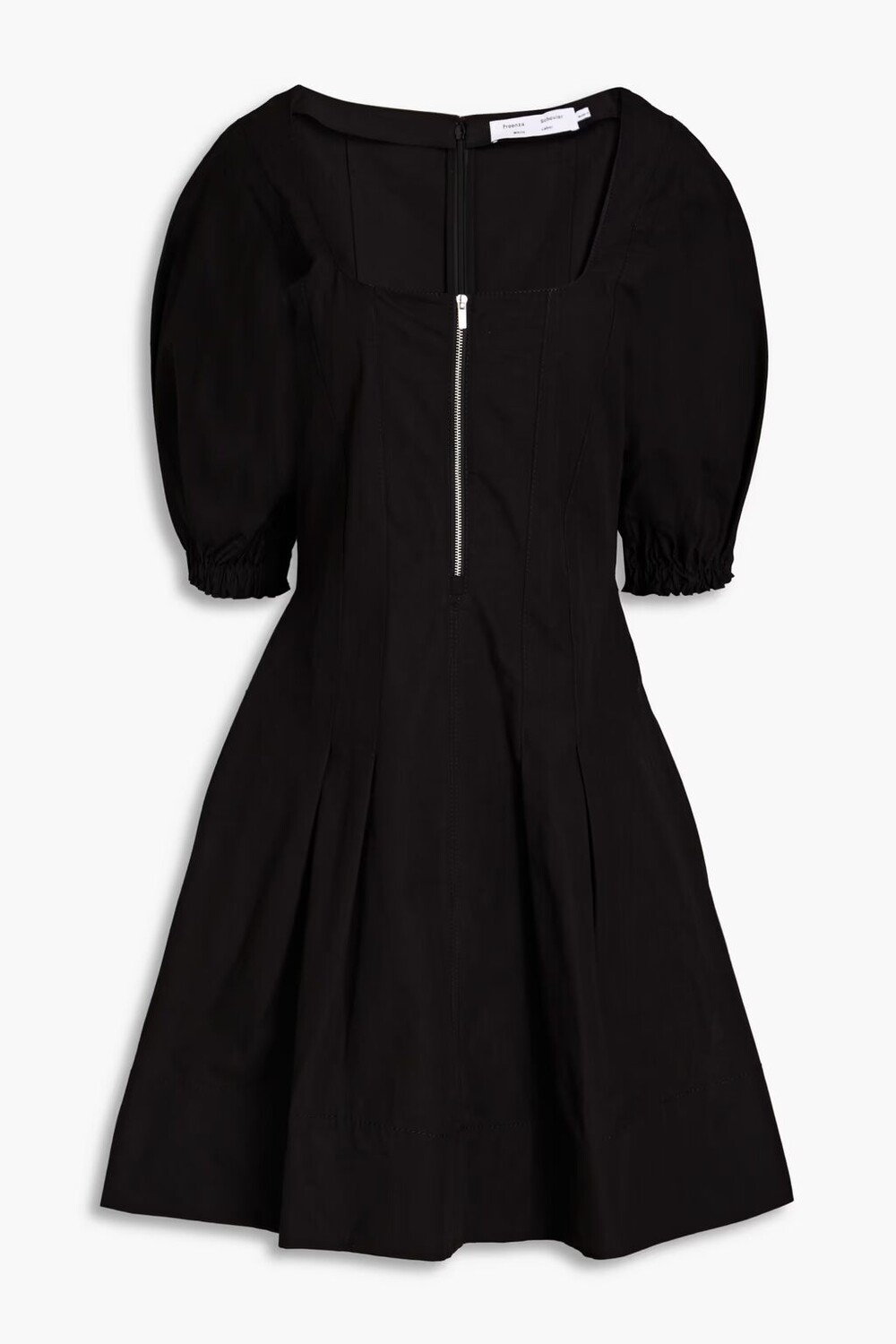 

Плиссированное мини-платье из хлопка и льна Proenza Schouler, черный