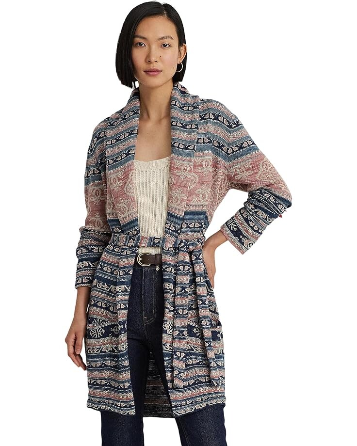 

Свитер LAUREN Ralph Lauren Geo Motif Belted Linen-Cotton Cardigan, цвет Multi