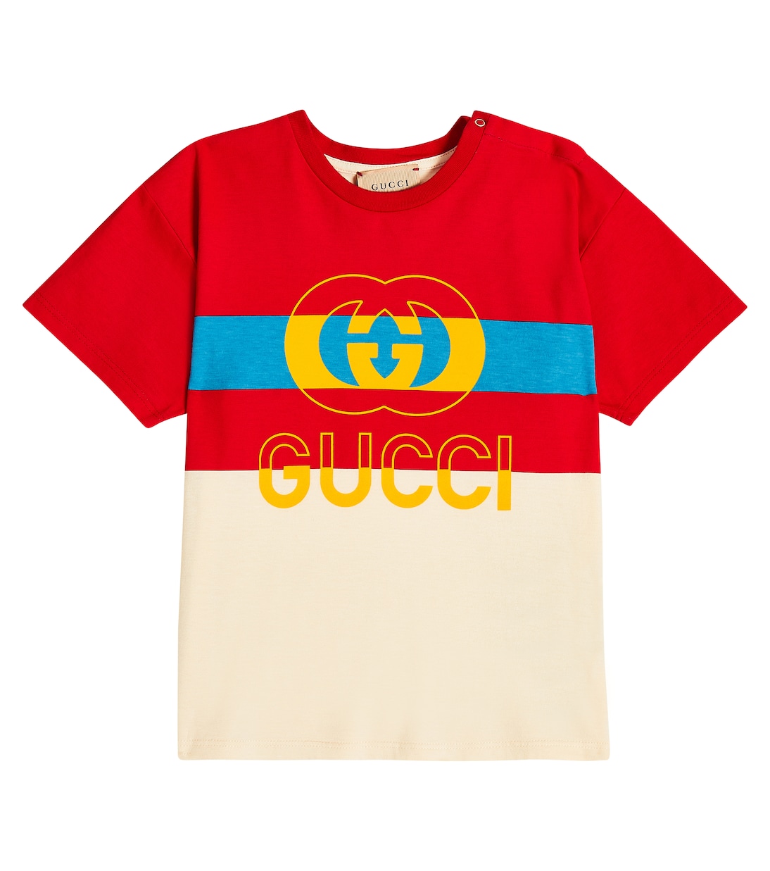 

Футболка из хлопкового джерси с детским принтом Gucci Kids, мультиколор