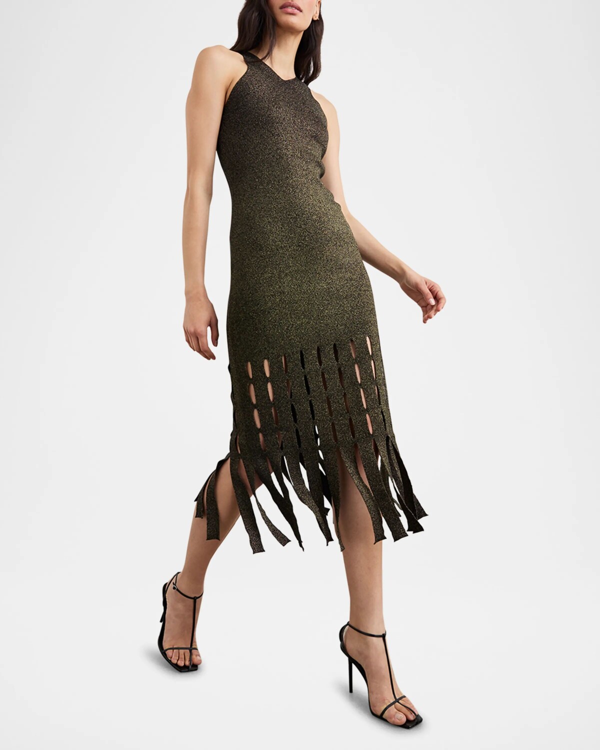 

Платье миди Kaia с вырезом Rails, цвет Gold Lurex
