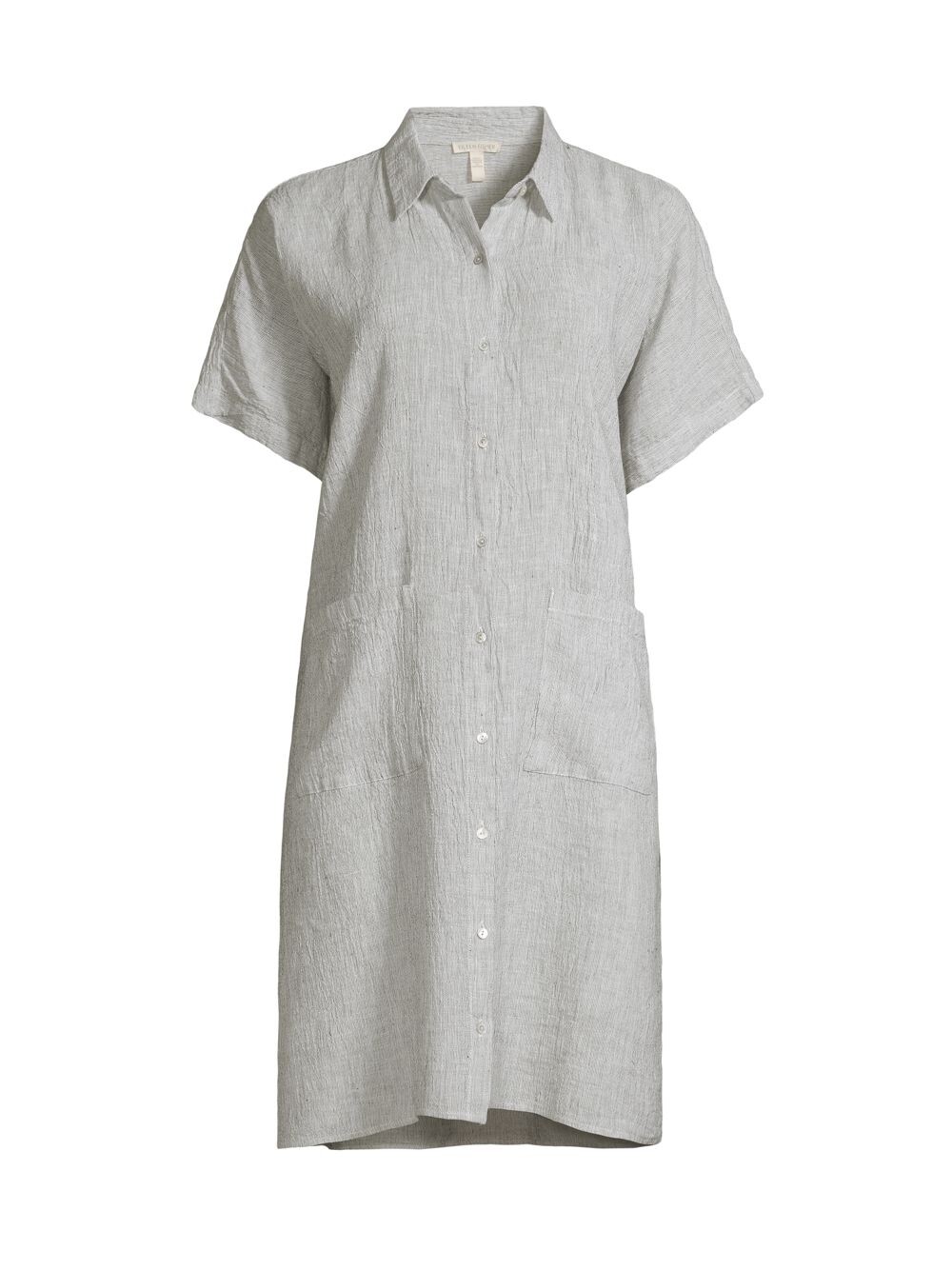 

Льняное платье прямого кроя с пуговицами спереди Eileen Fisher, белый