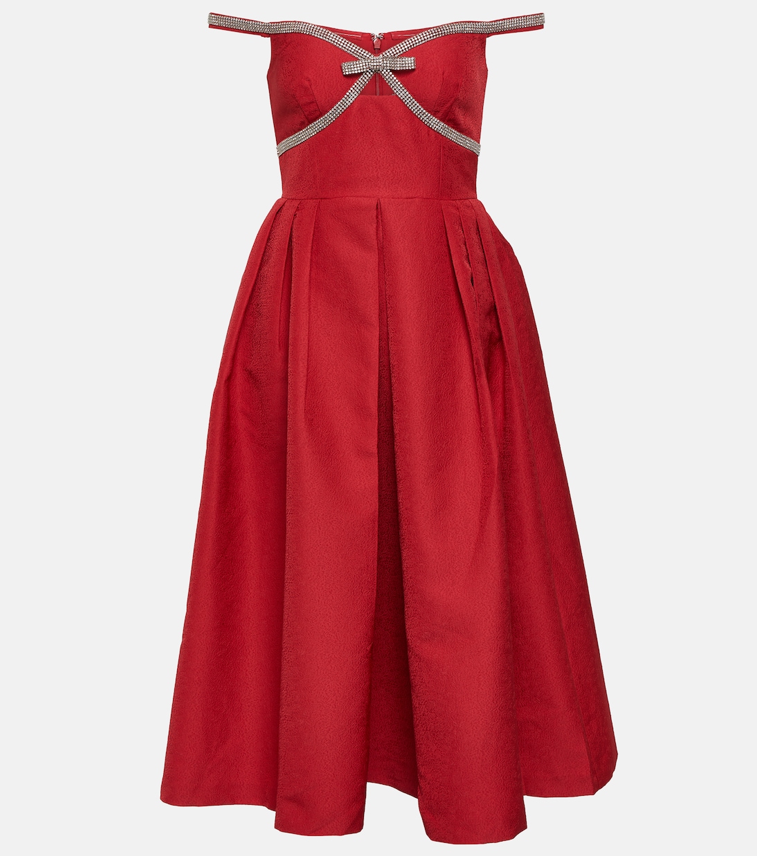 Украшенное платье миди с открытыми плечами Self-Portrait, красный украшенное платье миди с открытыми плечами self portrait красный