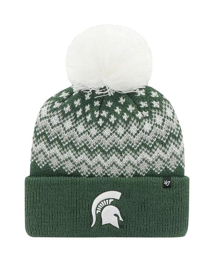 

Женская зеленая вязаная шапка с манжетами и помпоном Michigan State Spartans Elsa '47 Brand, зеленый