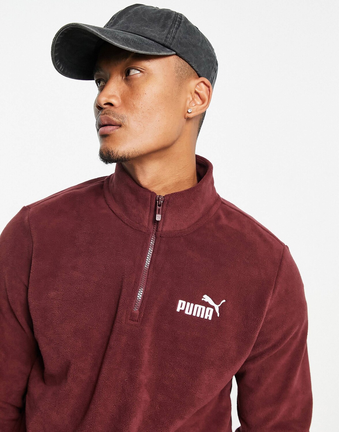 

Бордовая флисовая футболка с молнией 1/4 Puma Essentials, Красный