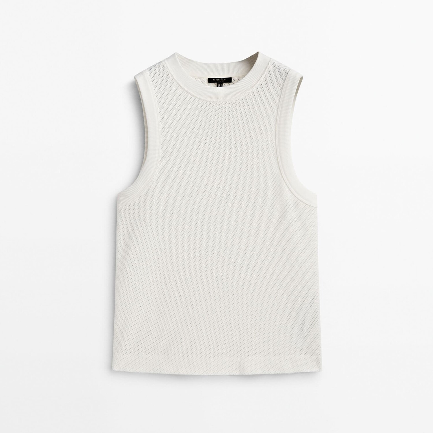 

Топ из рельефного смесового хлопка Massimo Dutti, кремовый