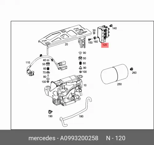 

Блок клапанов пневмоподвески (valve block) A0993200258 MERCEDES-BENZ