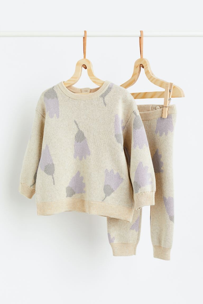 

Комплект из 2 предметов из хлопкового трикотажа H&M, светло-бежевый/тюльпаны