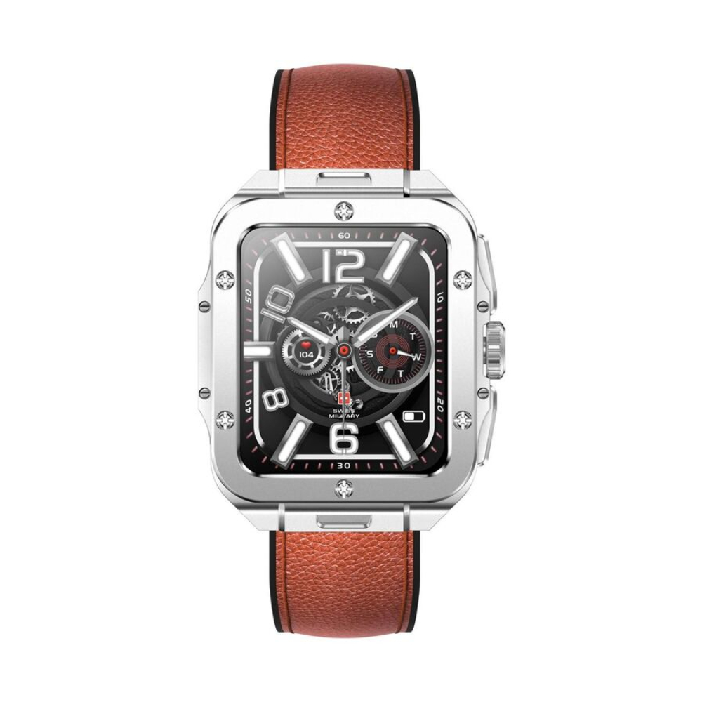 цена Умные часы Swiss Military Alps 2, (SM-Alps2-SLFrame-BRLeatherSt), 1.85, Bluetooth, серебристый