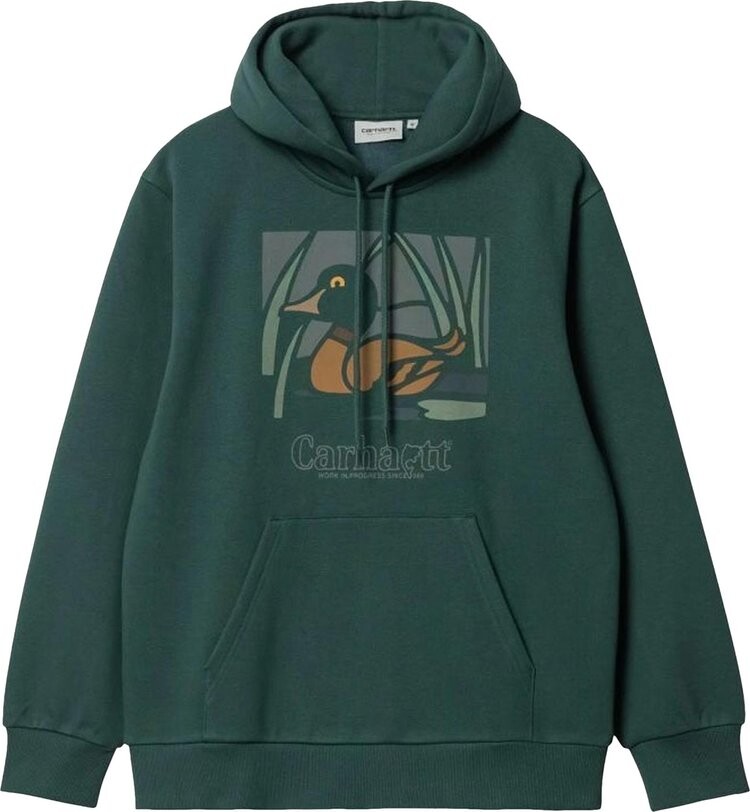

Толстовка Carhartt WIP Hooded Duck Pond Sweatshirt 'Juniper', зеленый