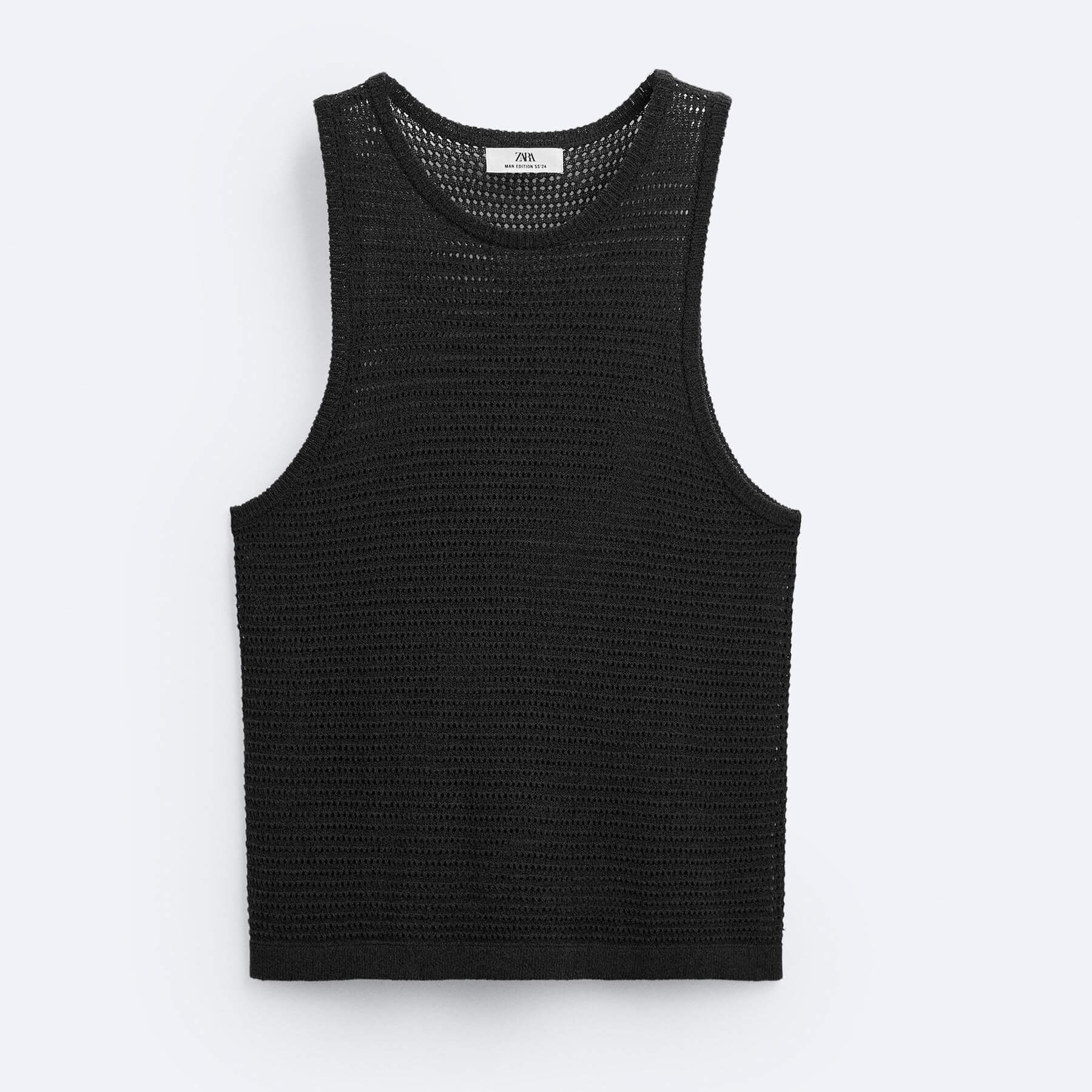 Майка Zara Crochet Limited Edition, черный футболка поло zara crochet knit limited edition темно бежевый