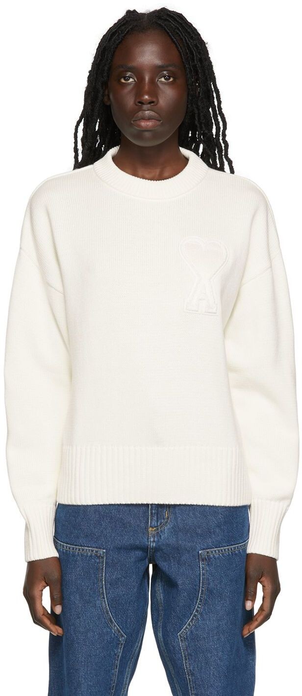 

SSENSE Эксклюзивный белый хлопковый свитер AMI Alexandre Mattiussi