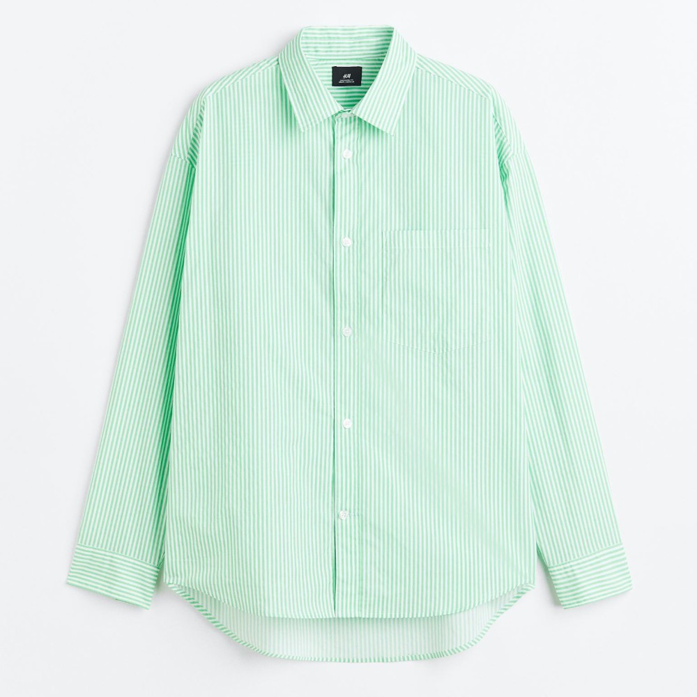 Рубашка H&M Oversized Fit Poplin, светло-зеленый рубашка zara oversized poplin зеленый