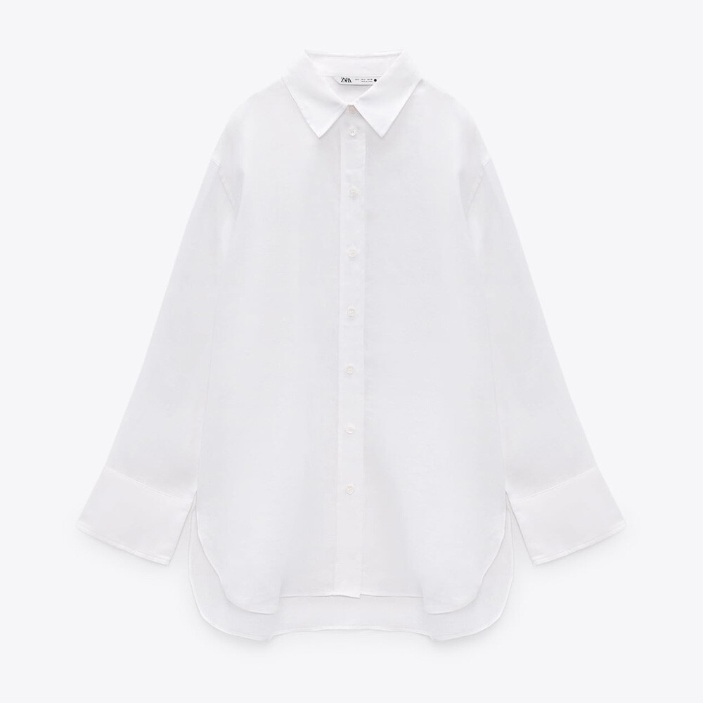 

Рубашка Zara Oversize Linen, белый