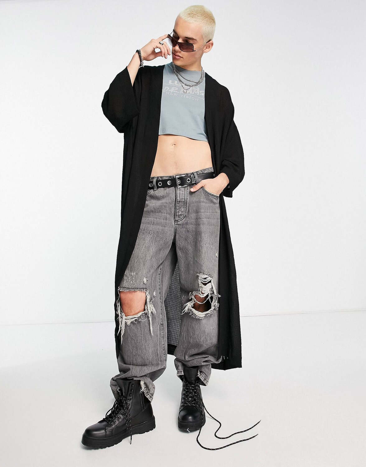 

Черное удлиненное кимоно ASOS DESIGN