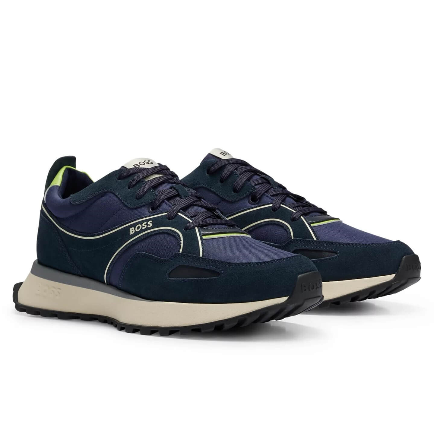 

Кроссовки Boss Mixed-Material Low-Top, темно-синий