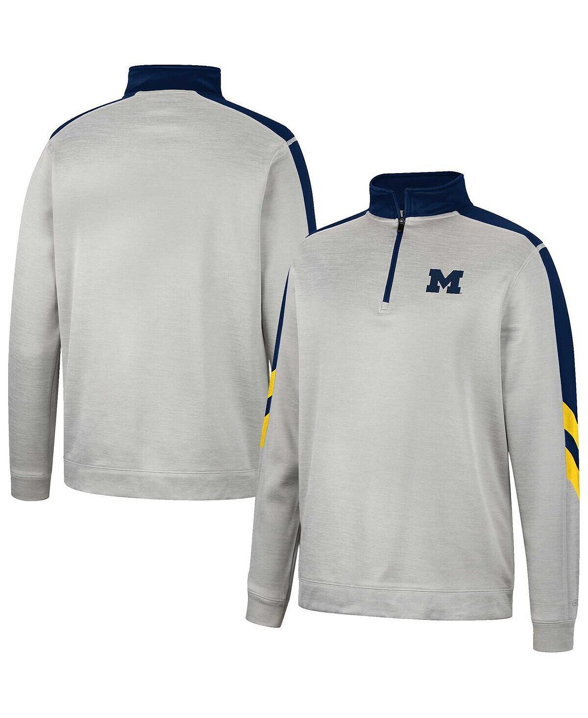 

Мужская серая, темно-синяя флисовая куртка michigan wolverines bushwood с молнией на четверть Colosseum, мульти
