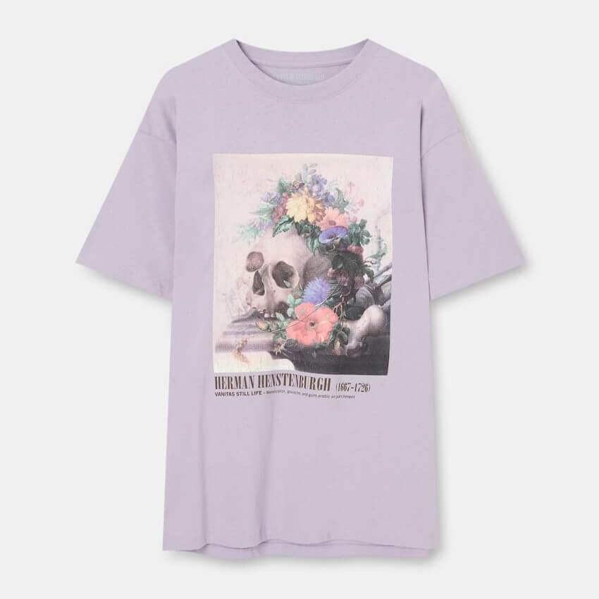 

Футболка Pull&Bear Lilac Skull, светло-фиолетовый
