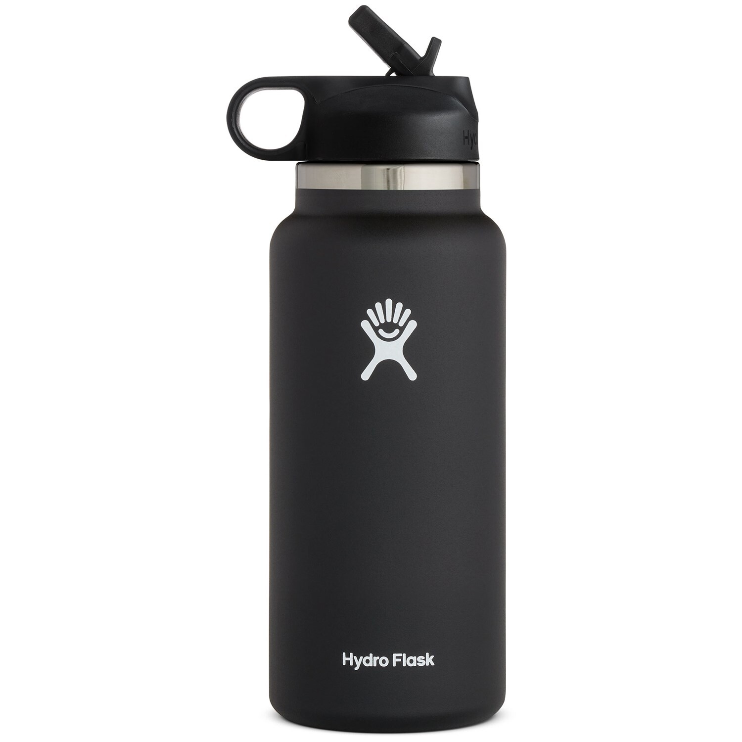 

Бутылка для воды с соломенной крышкой Hydro Flask на 32 унции с широким горлышком, черный