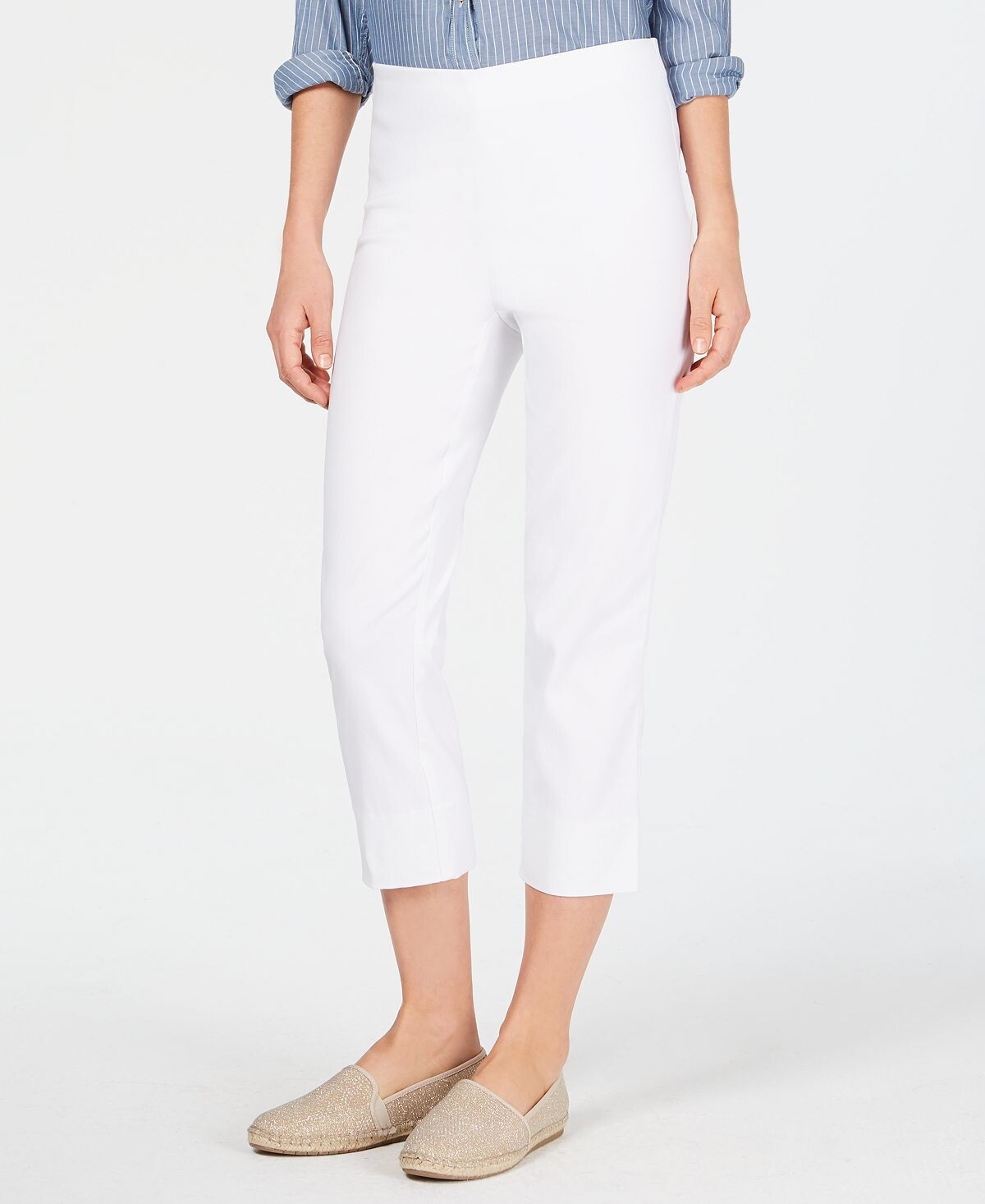 

Брюки-капри petite pull-on, созданные для macy's Charter Club, белый