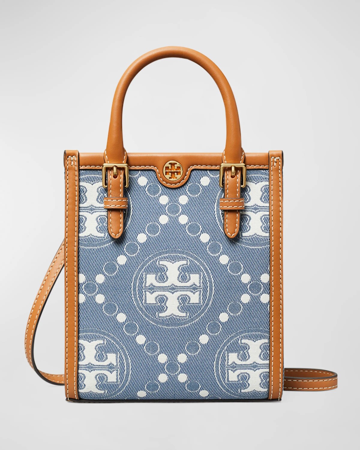 

Миниатюрная джинсовая большая сумка с монограммой T Tory Burch, цвет Multi