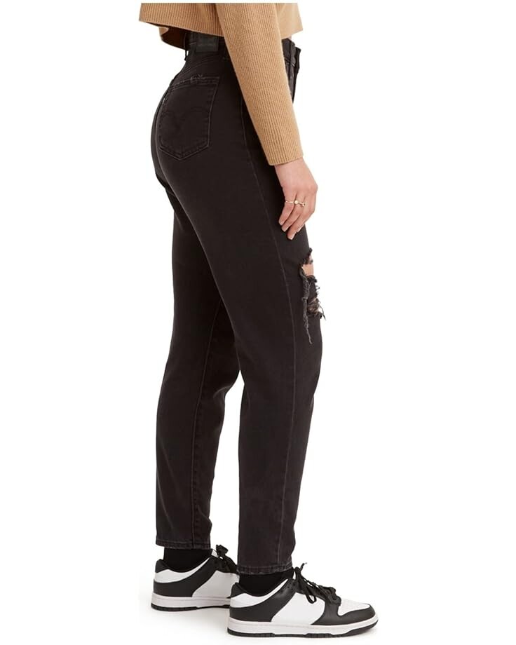 

Джинсы Levi's Womens High-Waisted Mom Jeans, цвет Black Destructed