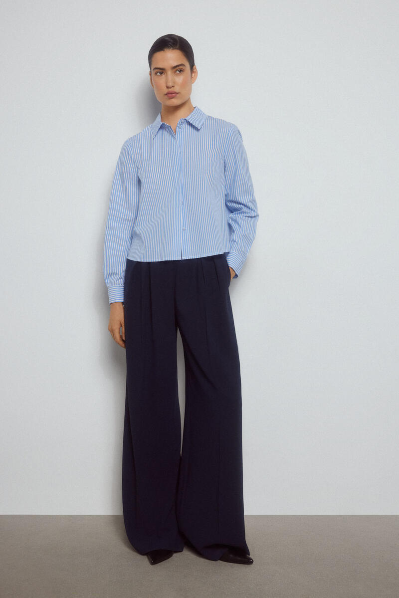 Рубашка из хлопка в несколько полосок Pedro del Hierro, синий корейская модная мужская черно белая рубашка в клетку с длинными рукавами приталенная повседневная рубашка с лацканами и пуговицами не тр