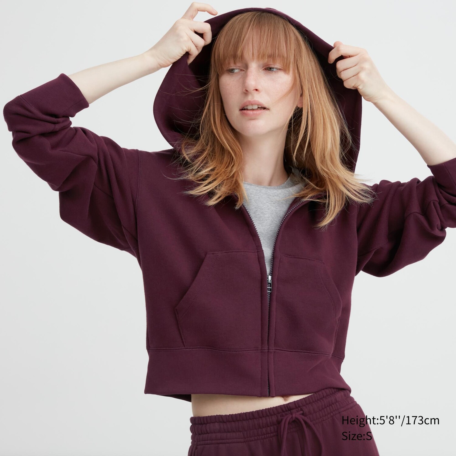 

Толстовка на молнии Uniqlo, винный, Красный