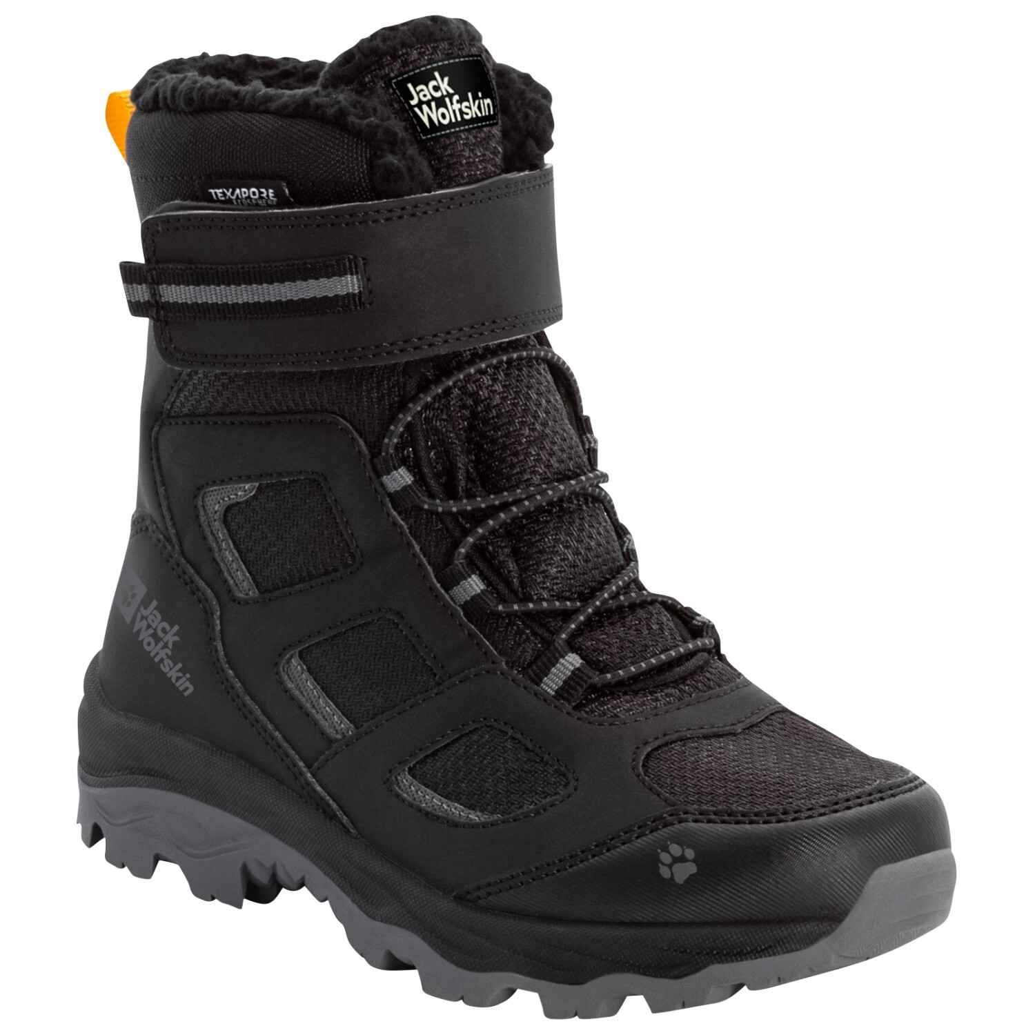 

Зимние ботинки Jack Wolfskin Kid's Vojo WT Texapore High, цвет Phantom/Burly Yellow XT