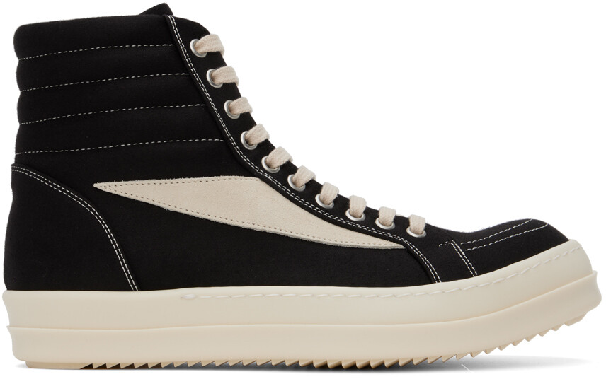 

Черные винтажные высокие кеды Rick Owens Drkshdw, цвет Black/Milk/Milk