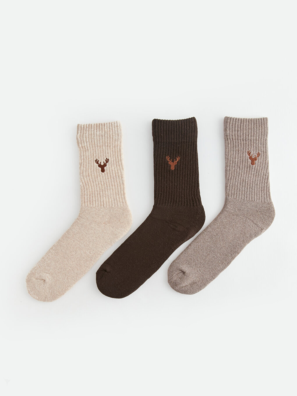 

Мужские носки с вышивкой, 3 предмета LCW ACCESSORIES, бежевый