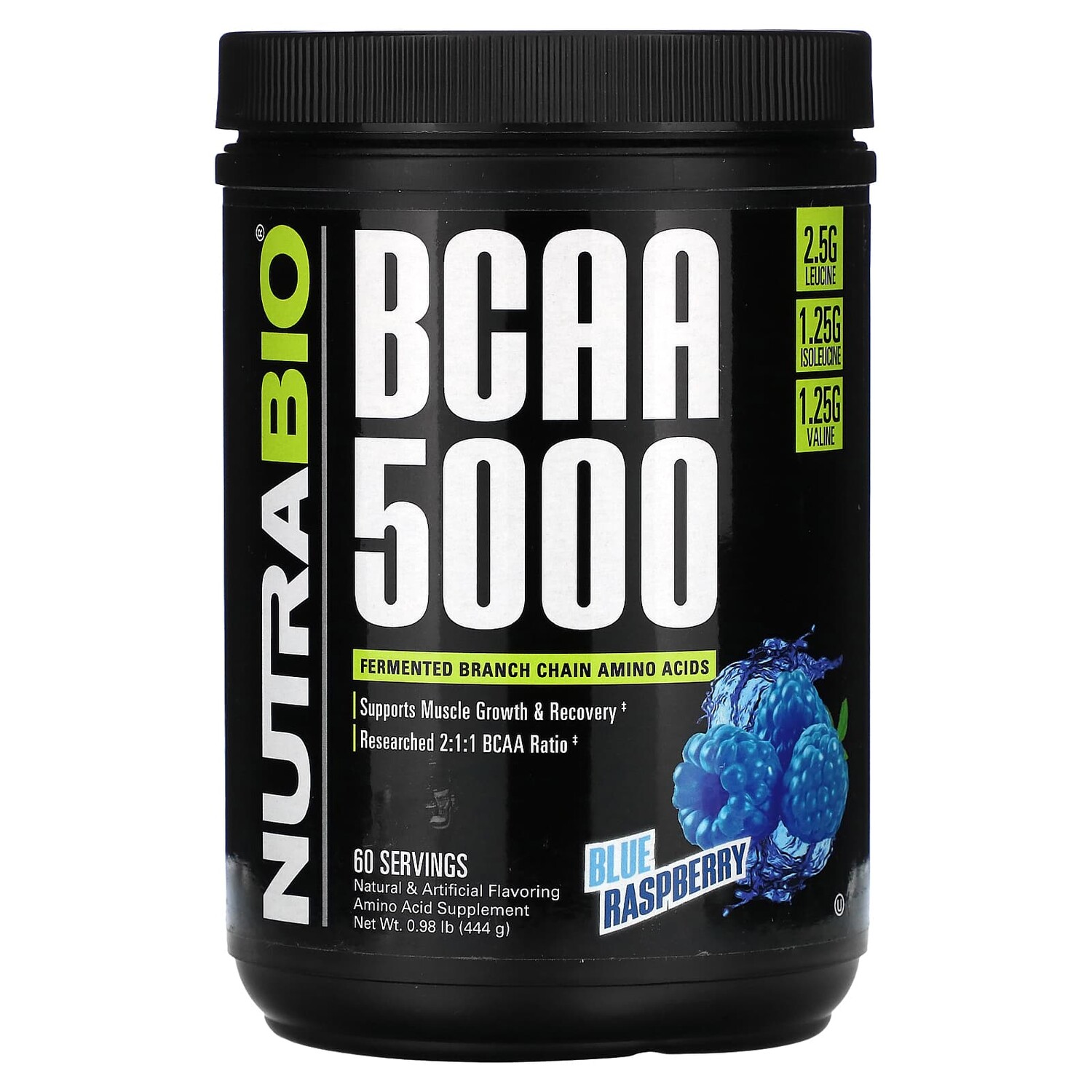 

BCAA 5000, голубая малина, 444 г (0,98 фунта), NutraBio