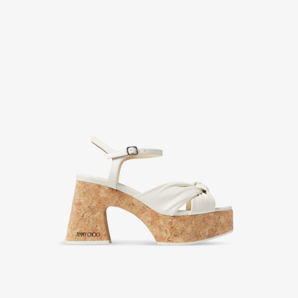

Кожаные босоножки на платформе heloise 95 Jimmy Choo, цвет latte