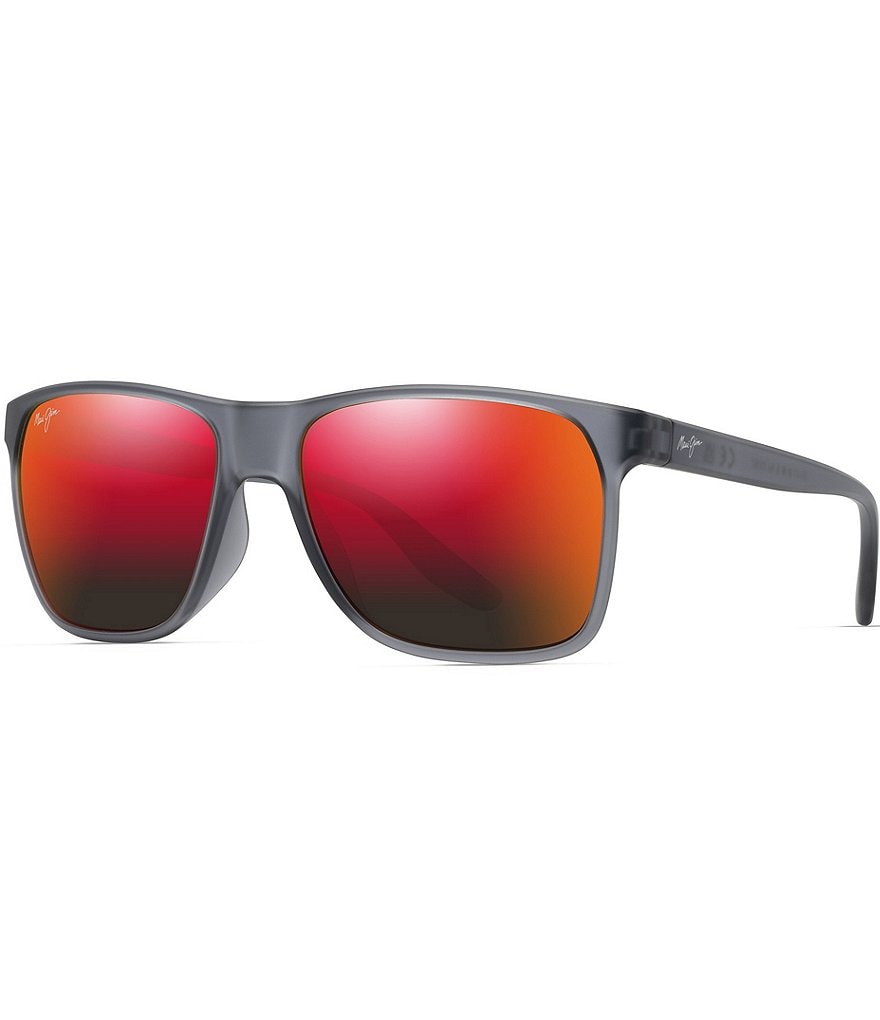 цена Мужские прямоугольные зеркальные солнцезащитные очки Maui Jim Pailolo PolarizedPlus2 58,5 мм, серый