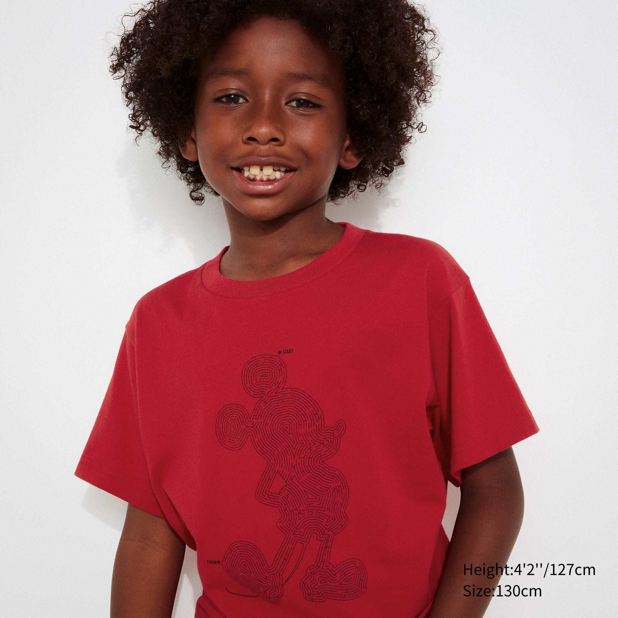 Футболка UNIQLO Kids Mickey Stand UT с коротким рукавом и рисунком, красный сумка на плечо для девочек с изображением микки мауса из диснея