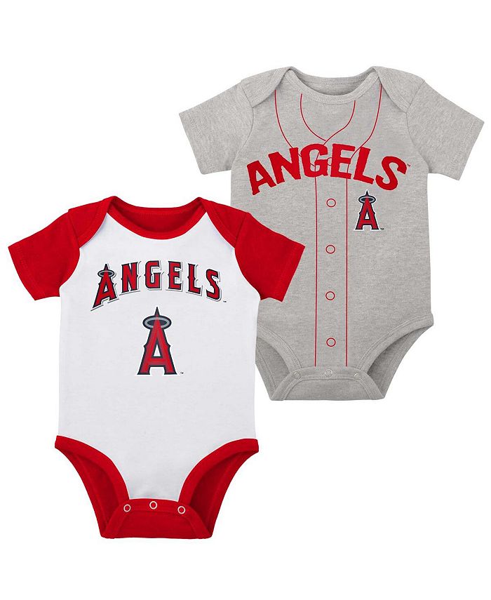 Комплект из двух боди Little Slugger цвета Los Angeles Angels белого и серого цвета для новорожденных для мальчиков и девочек Outerstuff, белый