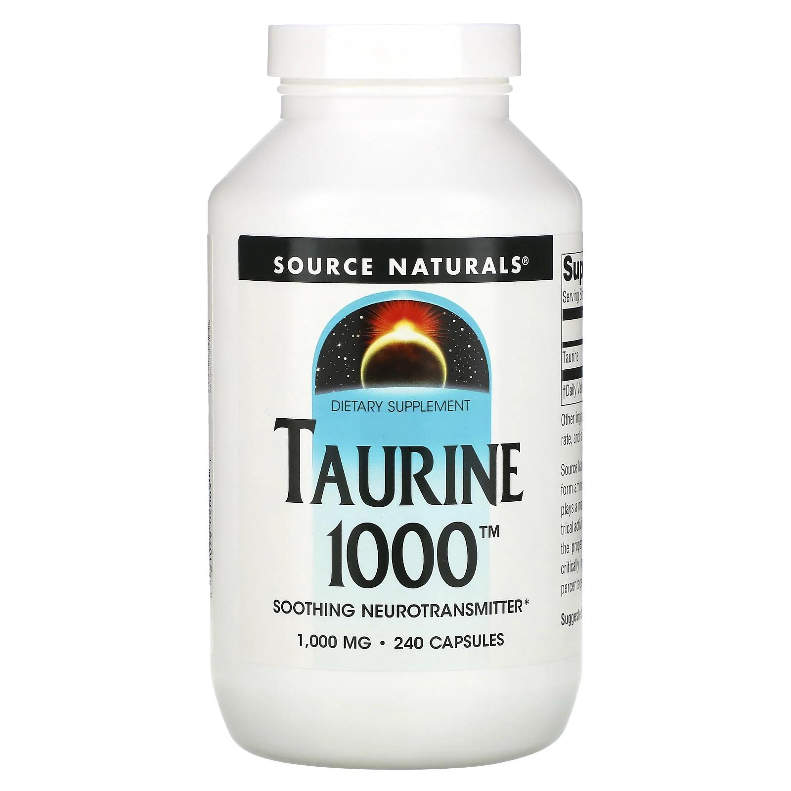 Source Naturals Таурин 1000 1000 мг 240 капсул source naturals перилловое масло 1000 мг 90 гелевых капсул