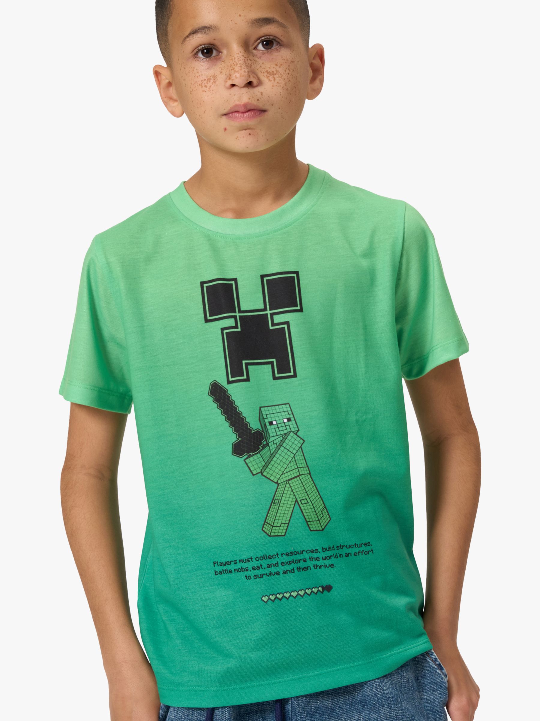 Детская футболка с рисунком Minecraft Angel & Rocket, зеленый