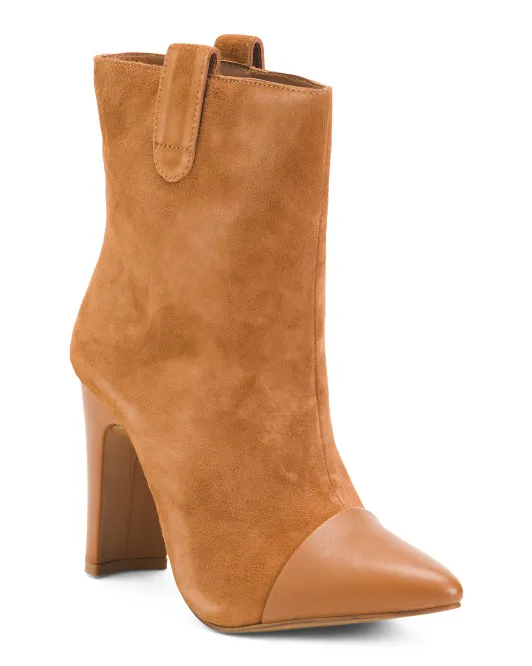 

Замшевые ботильоны Kara на каблуке 42 Gold, цвет Tan