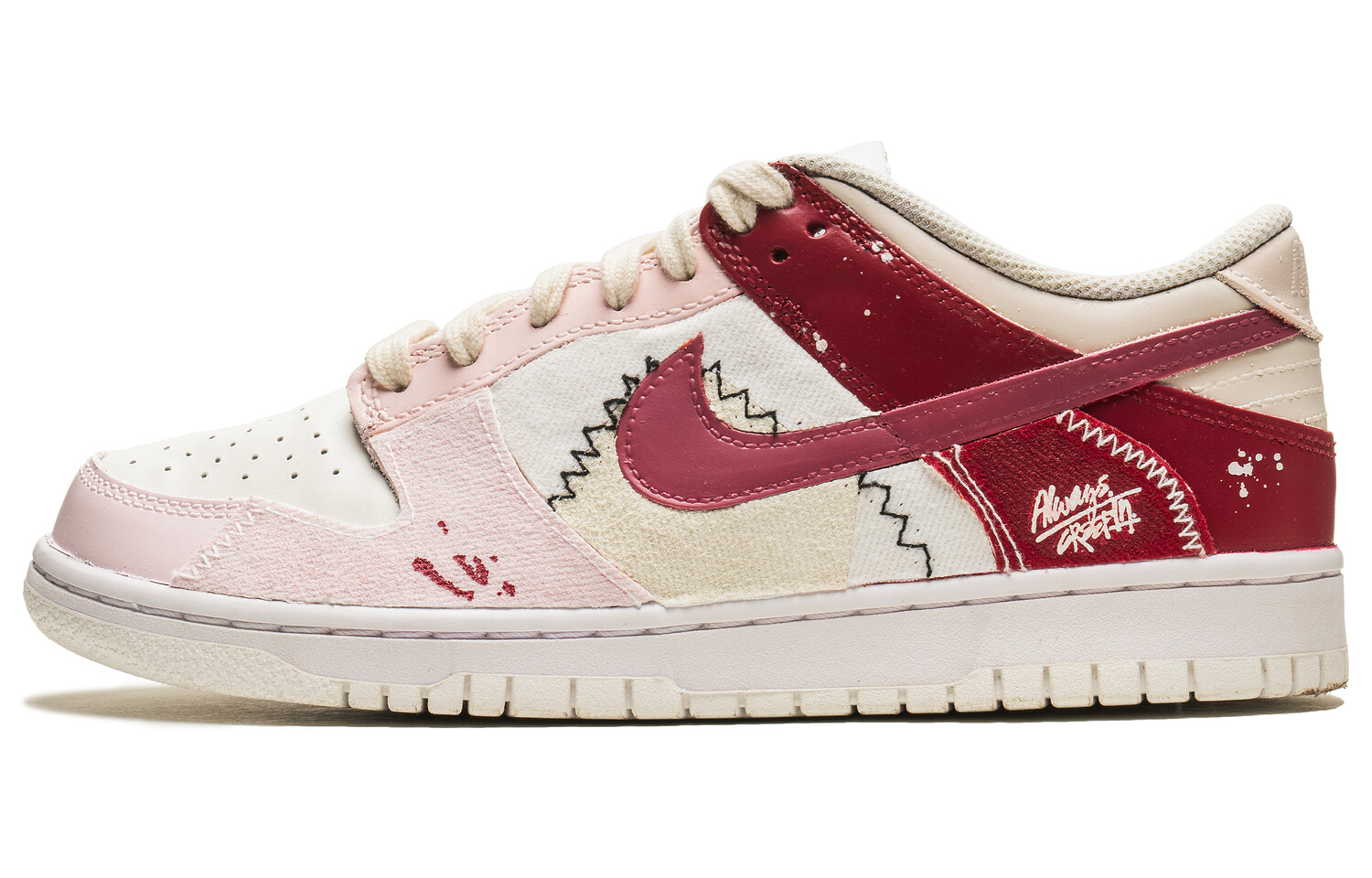 

Кроссовки Nike Dunk Skateboarding Shoes Women's Low-top White/pink/red, розовый