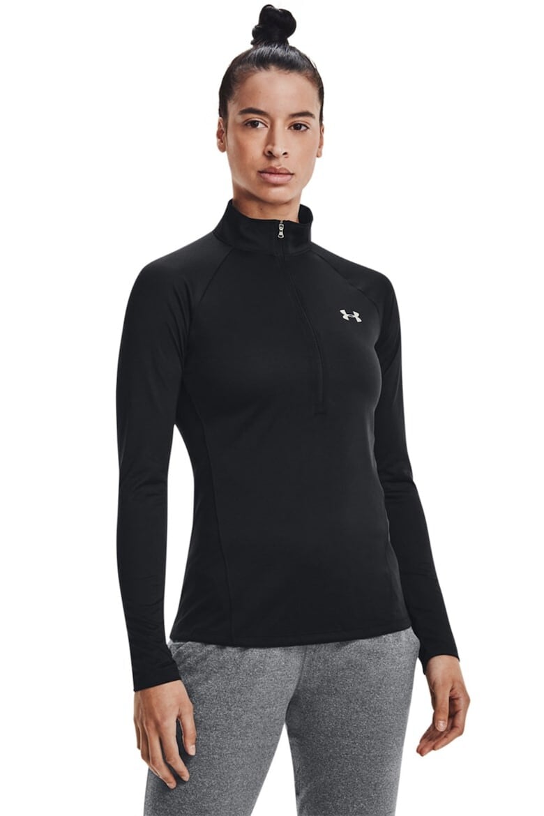

Техническая блузка для фитнеса с короткой молнией и рукавами реглан Under Armour, черный