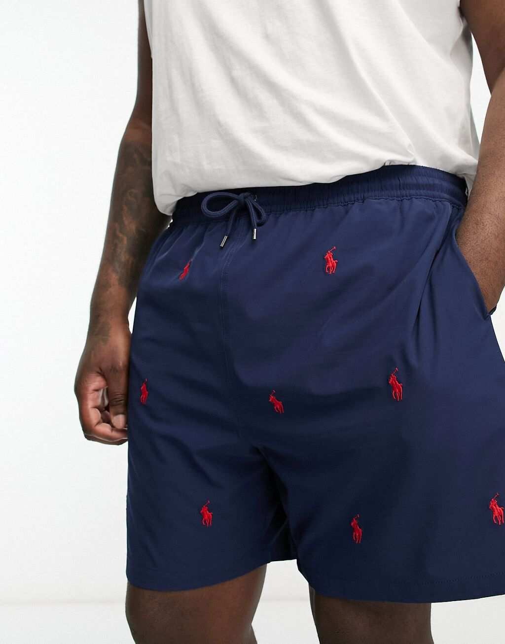 

Темно-синие/красные плавки-шорты с логотипом Polo Ralph Lauren Big & Tall Traveller