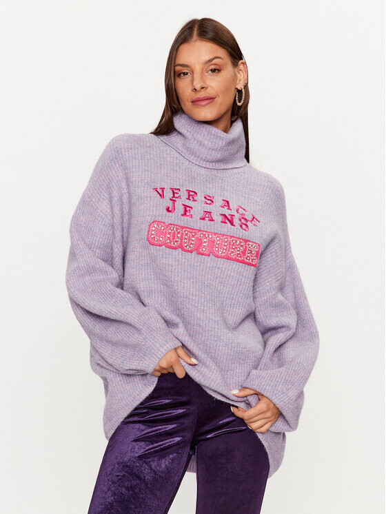 

Свитер с высоким воротником оверсайз Versace Jeans Couture, фиолетовый
