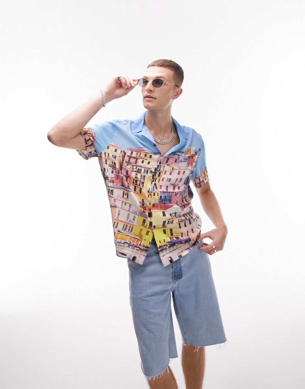 

Разноцветная рубашка с короткими рукавами и принтом Topman