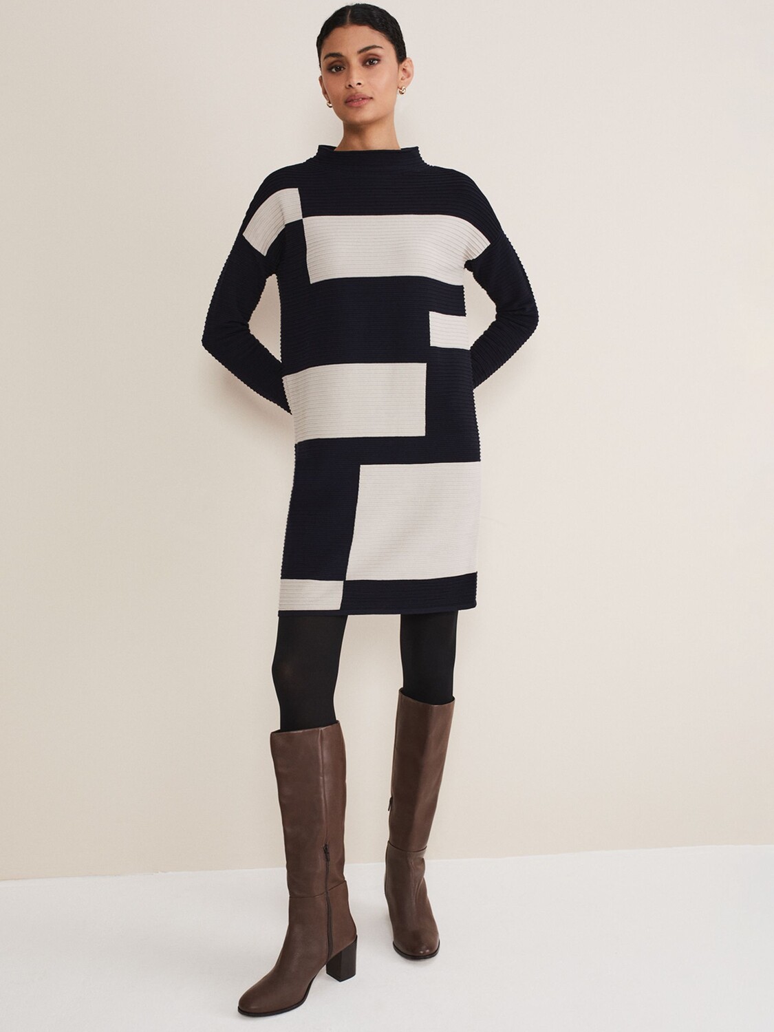 

Платье с цветовыми блоками Phase Eight Azera, Midnight/Stone
